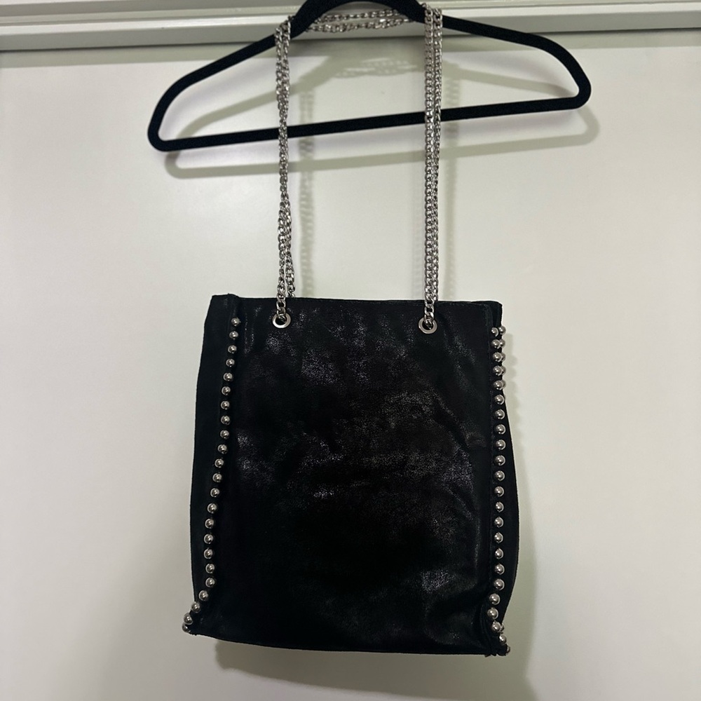 Zara Black Shoulder Bag with Silver Chain